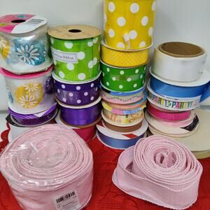 25X Assorted Rolls of Ribbon Satin N Wired for Wreaths Crafts Spring Easter